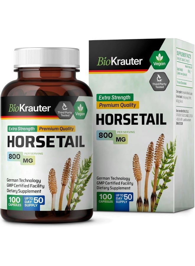BIO KRAUTER (100 Capsules) - Horsetail Capsules, 500 mg, Organic Horsetail Herb (Equisetum arvense) (100 Capsules) - Image 1